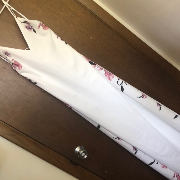 🌺 White Orchid Tropical Floral Backless Cross Maxi Dress ❣️ Holiday Getaway - Picture 11 of 11